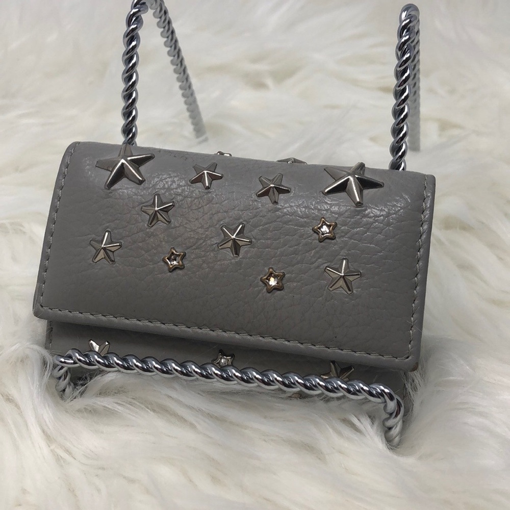 - Jimmy Choo Neptune Star Studded Leather 6 Ring Case